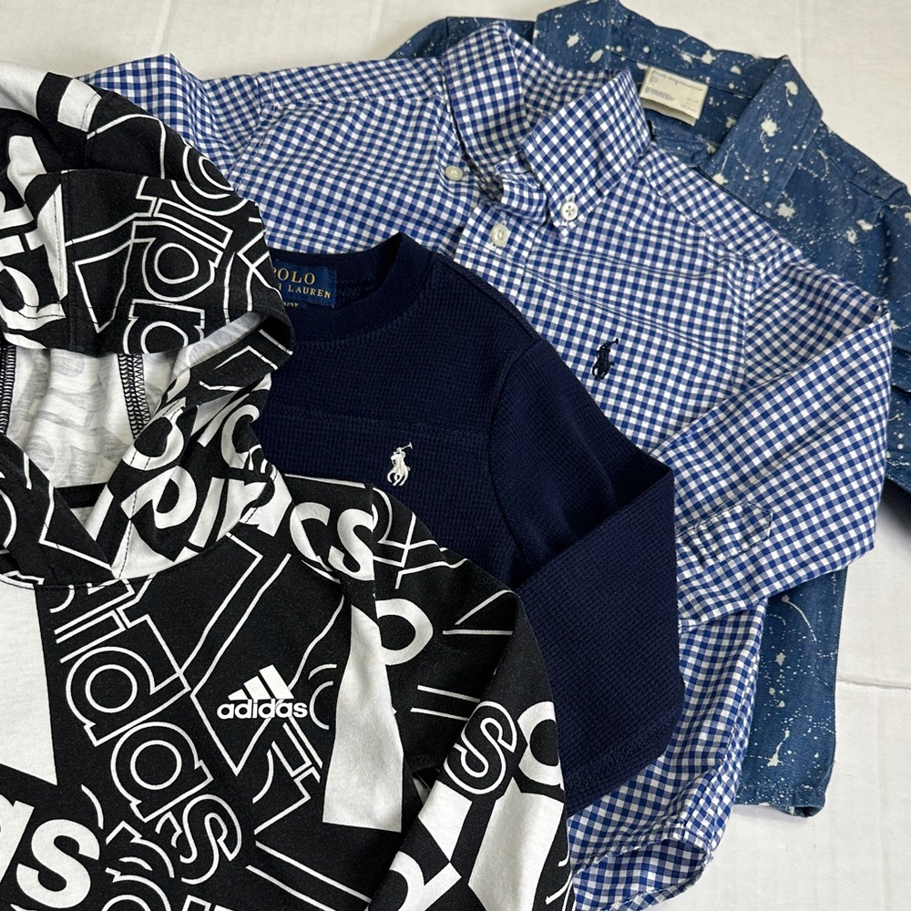 Lot‎ of 4 Toddler Boy 2T Shirt Bundle Long Sleeve Ralph Lauren Adidas